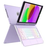 MMK iPad 10.2 Keyboard Case for 9th Gen 2021, 360 Flip Hard-Shell Slim Cover With Wireless Bluetooth Keyboard for 9/8/7th Gen, 7 Backlight Colors, Auto Sleep/Wake