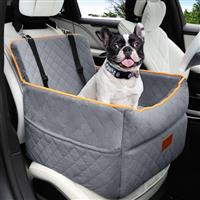 HEGGCOOE Small Dog Car Seat, Memory Foam Dog Booster Seats with Thick Cushion for Medium Dogs Under 35lbs, Detachable Washable Pet Car Seat with Storage Pockets,2 Safety Belts
