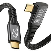 20Gbps USB C 3.2 Gen 2x2 Cable, 90Degree Type C 4K@60Hz UHD Video 5A/240W PD3.1 Fast Charge Compatible with Thunderbolt 3/4 for iPhone 15Pro MacBook Dell Monitor SSd etc