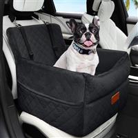 HEGGCOOE Small Dog Car Seat, Memory Foam Dog Booster Seats with Thick Cushion for Medium Dogs Under 35lbs, Detachable Washable Pet Car Seat with Storage Pockets,2 Safety Belts