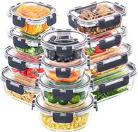 Skroam 12 Pack Glass Food Storage Containers with Lids, Meal Prep, Pantry Kitchen Storage Containers for Lunch, Leak Proof, Airtight Glass Lunch Bento Boxes for Microwave, Oven, Freezer and Dishwasher
