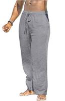 MakingDa Men's Linen Trousers Summer Yoga Pockets Loose Fit