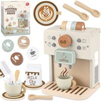 Airlab Wooden Coffee Machine Toy, Wooden Kitchen Toys for Toddlers, Play Food Sets for Children, Toy Coffee Maker Playset for Kids, Toy Kitchen Accessories Pretend Role Play Toy for Girls Boys