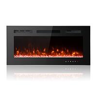 M.C.Haus Ultra-Thin Electric Fireplace Low Noise, 12 Variable & Breath Colors Flame, Recessed Wall Mounted Free Standing, Touch Screen & Remote Control, Crystal & Log Set