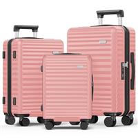 SHOWKOO Suitcase Sets Hard Shell 100% PC Expandable Lightweight Carry on Travel Hand Luggage with Double Spinner Wheels & TSA Lock