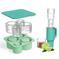 Maruko Silicone Ice Cube Tray with Lid for Stanely Cup, Tumbler Ice Mould, Cylinder Silicone Ice Cube Trays for Freezer, Cocktails, Whiskey, Coffee and Juice, BPA Free, Dishwasher Safe