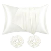 RUIKASI Silk Satin Pillowcases 2 Pack - White Pillow Cases w