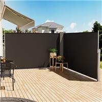 The Fellie Retractable Side Awning 4M, Privacy Outdoor Garden Screening, Sun And Rain Protector Balcony Screen Fence Panels For Patio, Pool, Terrace Wind Screens Divider, Dark Grey, 4 X 1.6M