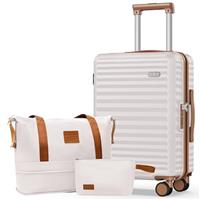 SHOWKOO Suitcase Sets Hard Shell 100% PC Expandable Lightweight Carry on Travel Hand Luggage with Double Spinner Wheels & TSA Lock