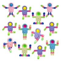Bambebe 12PCS Fidget Sensory Toys for Kids, Transformable Chain Robot Finger Toy, Stocking Fillers: Party Bag Favor Gifts for Kids Adult, Baby Bath Toys for 1 2 3 4+ Year Old(Random Color)