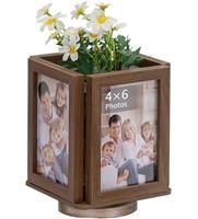 NUPTIO Rotating Picture Frames Gifts: 6x4 Inch Double Wooden Photo Frame Wedding Christmas Birthday Anniversary Engagement