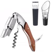 Stainless Steel Wine Bottle Opener - Corkscrew, Beer Bottle Opener, Wine Stopper Vacuum & Aerator Pourer - Accessories