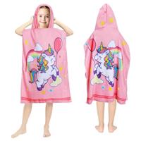 Queenshin Hooded Beach Towel for Kids Poncho Swimming Bath T