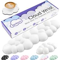Sushret Cloud Wrist Rest Keyboard, Cloud Keyboard Wrist Pad Set with PU Leather Memory Foam, Cute Arm Rest for Palm Support, PC/Gaming Desk Accessories/Office Setup/Computer Hand Cushion