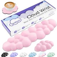 Sushret Cloud Wrist Rest Keyboard, Cloud Keyboard Wrist Pad Set with PU Leather Memory Foam, Cute Arm Rest for Palm Support, PC/Gaming Desk Accessories/Office Setup/Computer Hand Cushion