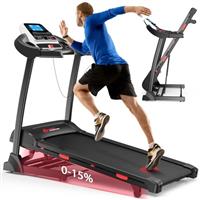 Folding Treadmill 15% Incline Levels, 2025 New Generation Walking Pad Running Machine, 1-16KM/H with 0-15% Auto Incline, Max Weight 150kg, 43 * 119cm Running Belt, 18 Professional Programs