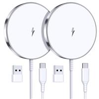 Mag-Safe Charger Wireless Charger iPhone,15W Fast mag-safecharger for iPhone 16/15/14/13/12 Series 2 pack 5ft magnetic charger for AirPods 3/2/Pro 2/Pro Mag-Safe Original Replacement