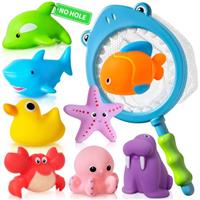 No Hole No Mould Baby Bath Toys - 9PCS Mould Free Bath Toys for 1 2 3 4 Year Olds Toddler Kids Swimming Pool Toys Sea Animals Water Toys for Boys Girls
