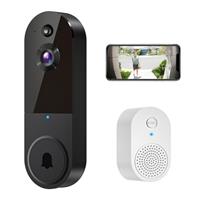 SHARKPOP 1080p Smart Wireless Video Doorbell Camera, Chime Ringer Included, AI Human Detection, 2-Way Audio, Live View, 2.4G WiFi, Night Vision, Cloud Storage, Battery Powered.