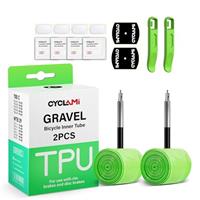 CYCLAMI 2PCS TPU Gravel Inner Tube 700C x 32"-47" Gravel & 29" MTB Bike Compatible with 700 x 32C-47C Road Bike 29'' Mountain Bike,FV 45mm/65mm(Include 2 Tyre levers)