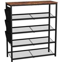 HOME BI Industrial Shoe Rack, Metal Shoe Storage Organizer, Shoe Shelves with Stable Metal Frame, Durable Shoe Shelf for Closet, Hallway, Entryway, Living Room