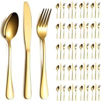 ReaNea Gold Cutlery Set 36 Pieces Service for 12, Stainless Steel Knives Spoon Forks Set for Wedding, Parties, Evens, Home, Gift for Thanksgiving, Christmas