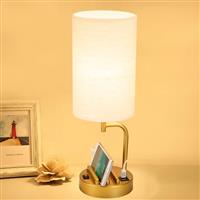 Dreamholder Bedside Lamp USB Table Lamp, Desk Lamp with USB C&A Charging Ports, Nightstand Lamp with Phone Stands for Bedroom Living Room, Home Office Decor