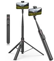 TONEOF Automatic Tripod Selfie Stick, Auto-Open Phone Tripod Stand with Magnetic Rechargable Remote, 360 Double Axes Rotatable Travel Tripod, Stable Smartphone Tripod for iPhone/Android