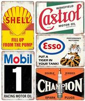 Vintage Metal Tin Signs Retro Garage Signs, Man Cave Accessories Old Car Shop Posters Oil And Gas Station Sign Bar Decor 20 x 30 cm5pcs