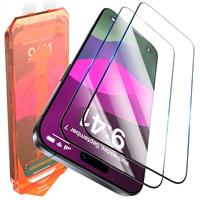 UniqueMe for iPhone 13 / iPhone 13 Pro/iPhone 14/iPhone 16e Screen Protector - 2 Pack 6.1 inch [Auto-Dust Kit], Tempered Glass Film 10X Anti Scratch [9D Full Coverage]