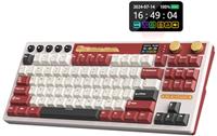 RK ROYAL KLUDGE M87 Mechanical Keyboard Wireless, 75 percent Gaming Keyboard 2.4Ghz/Bluetooth/USB-C Gasket RGB Keyboard US Layout with 7500mAh Battery, LCD Smart Display & Dual Knob, Cream Switch, Red