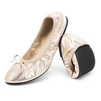 Greatonu Women's Elastic Foldable Portable Pumps Bow-Tie Ballet Ballerina Flats Dolly Shoes