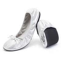 Greatonu Women's Elastic Foldable Portable Pumps Bow-Tie Ballet Ballerina Flats Dolly Shoes