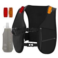 EGOO - LED Running Vest with Multi-Pockets for Men and Women, Lightweight Hydration Vest for Running & Outdoor Activities, Rechargeable LED Safety Light x2 + 500ml Soft Flask x1