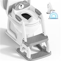 Potty Training Toilet, Adjustable Toddler Toilet Seat and Step for Kids, 2 in 1 Toilet Steps for Toddlers,Non Slip & Space Efficient & Splash Guard