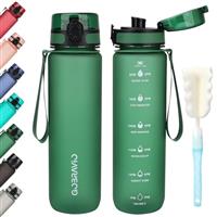 Gobravio Water Bottle 1L BPA Free Sports Drink Bottle Dishwasher Safe Canteen Bottle Leakproof Motivational Water Bottle with Time Markings