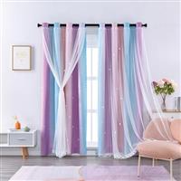 XiDi Blackout Curtains 2 Panels- Stars Cut Out Curtains for Bedroom Nursery Girls Kids Living Room
