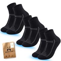 PANDA FOOD 3 Pairs Premium Bamboo Cushioned Quarter Socks | For Walking, Running, Cycling, Hiking Long Distances | Seamless Anti-Blister for Men & Women