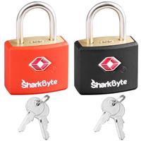 SharkByte 385 Suitcase Locks - 1, 2, 3, 4 Pack Brass Security Travel Combination Padlocks for Suitcases, Luggage, Bags, Gym Lockers