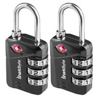 SharkByte 558 TSA Suitcase Locks - 1, 2, 3, 4 Pack 3-Dial Security Travel Combination Padlock, Strong Shackle Travel Lock for Suitcases Luggage Case Travel Bag Gym Locker Code Padlock