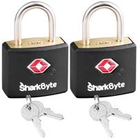 SharkByte 385 Suitcase Locks - 1, 2, 3, 4 Pack Brass Security Travel Combination Padlocks for Suitcases, Luggage, Bags, Gym Lockers