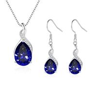 Loutade Women's Jewellery Sets, 925 Sterling Silver Necklace and Earring Sets with Teardrop Cubic Zircon, Infinity Teardrop Silver Jewellery Set for Women Bridesmaid, Jewellery Gifts for Birthday