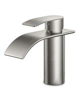 FORIOUS Waterfall Bathroom Taps,Stainless Steel Bathroom Sink Taps with Spout Height 80MM,Single Handle Mixer Cold and Hot Water Basin Taps Water-Saving, Energy-Saving Matte Black