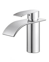 FORIOUS Waterfall Bathroom Taps,Stainless Steel Bathroom Sink Taps with Spout Height 80MM,Single Handle Mixer Cold and Hot Water Basin Taps Water-Saving, Energy-Saving Matte Black
