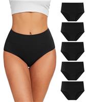 YESWEL Women's Knickers High Waisted Cotton Underwear Ladies Pants Tummy Control Multipack of 5 (S-3XL)