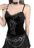 DINGJIUYAN Black Goth Gothic top Tank Tops Fishnet Crop for Women Womens y2k UK