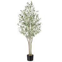 Alupssuc 7FT Artificial Olive Tree, Fake Olive Tree with Lifelike Leaves and Fruits, Faux Tall Plant Indoor Outdoor for Home Living Room Bedroom Balcony Corner Office Garden Decor, 210cm