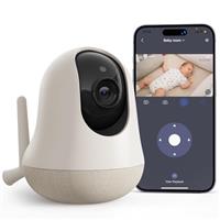 nooie Baby Monitor WiFi Baby Monitor with Camera and Night Vision 2K with Cry Detection, Temperature Sensor, AI Motion Track, Works with Alexa, Two-Way Audio, Motion & Sound Detection, Local SD/Cloud