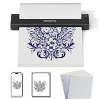 MUNBYN Tattoo Stencil Printer ITP05, Wireless Thermal Tattoo Printer Machine with 10 Transfer Papers, Compatible with Android and iOS Phone/Tablet & PC, Tattoo Kit for Tattoo Artists & Beginners