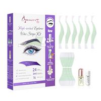 Beauty7 Eyebrow Waxing Strips, High-arched Form Eyebrow Strips Pre-cut for Face, Quick Hair Removal Facial with 24 Waxing Strips + 3ml Soothing Oil After Wax, 2g Pearl Powder